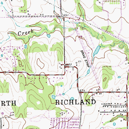 Topographic Map of Green Valley Elementary School, TX