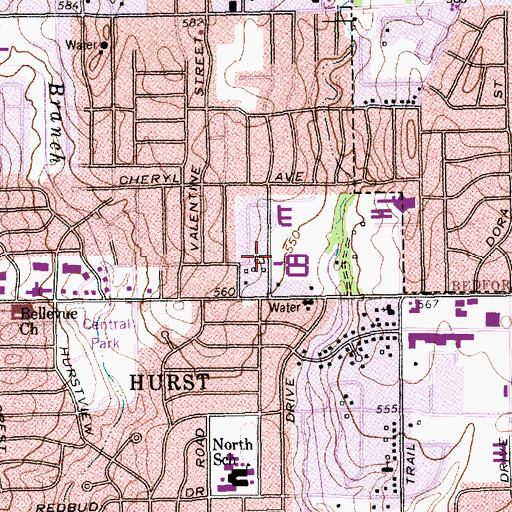 Topographic Map of Harrison Lane Elementary School, TX