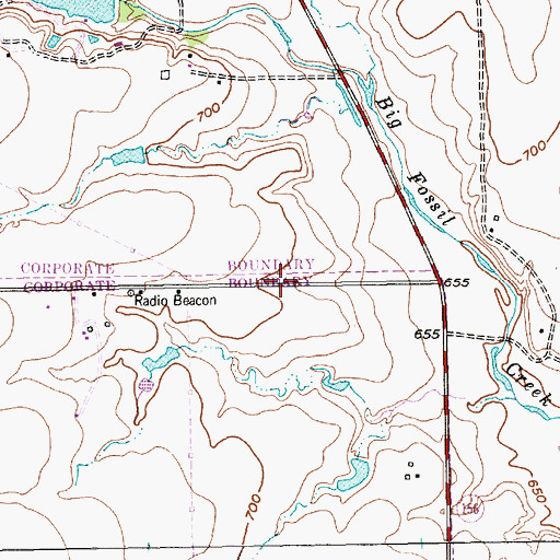Topographic Map of Highland Middle School, TX