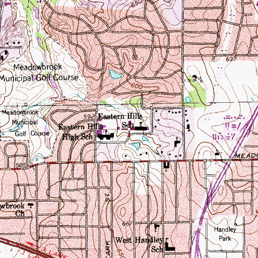 Topographic Map of Eastern Hills Elementary School, TX