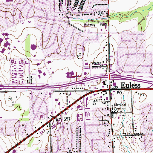 Topographic Map of Euless Junior High School, TX