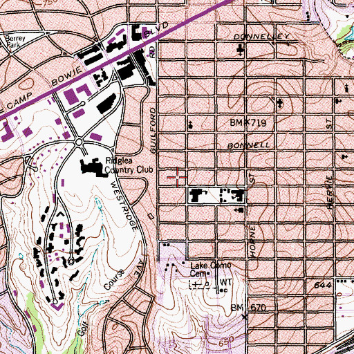 Topographic Map of Como Montessori School, TX