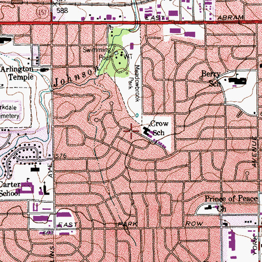 Topographic Map of Crow Elementary School, TX