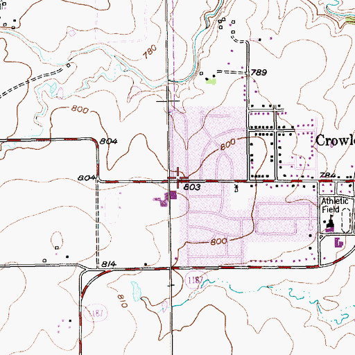 Topographic Map of Crowley High School, TX