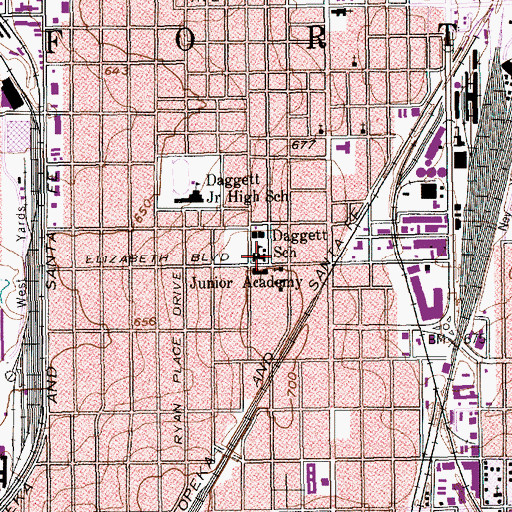 Topographic Map of Daggett Elementary School, TX