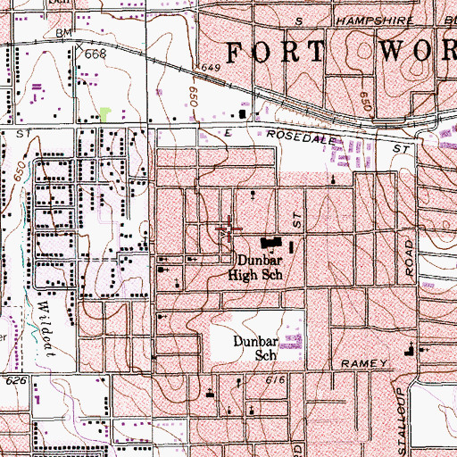 Topographic Map of Dunbar 6th Grade School, TX