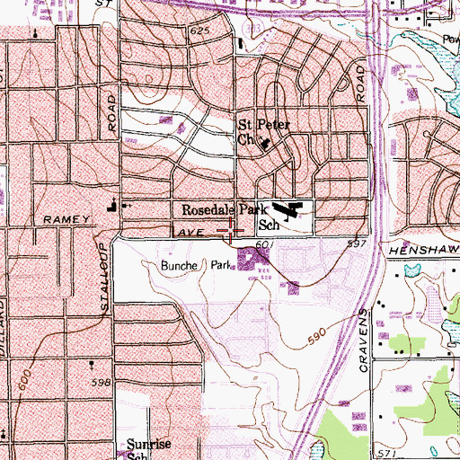 Topographic Map of Dunbar High School, TX