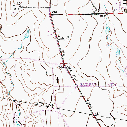 Topographic Map of Bryson Elementary School, TX