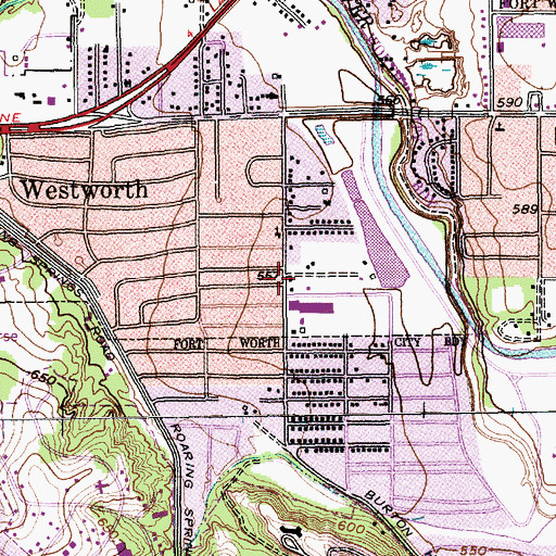 Topographic Map of Burton Hill Elementary School, TX