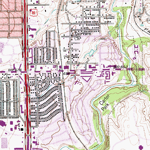 Topographic Map of Carter Park Elementary School, TX