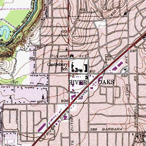 Topographic Map of Castleberry Elementary School, TX