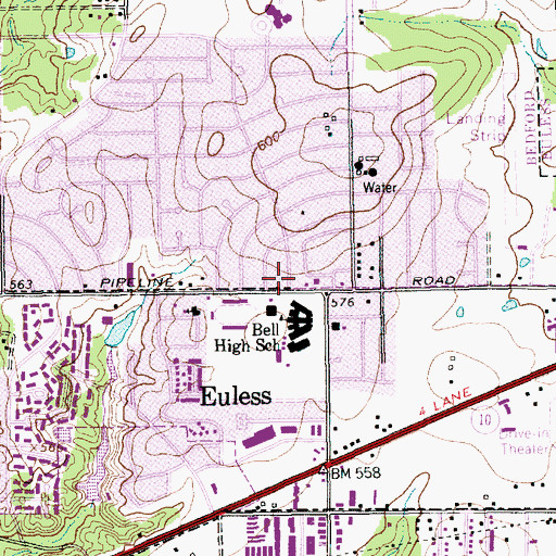 Topographic Map of Central Junior High School, TX