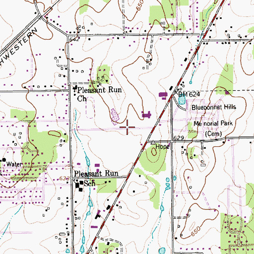 Topographic Map of Colleyville Middle School, TX