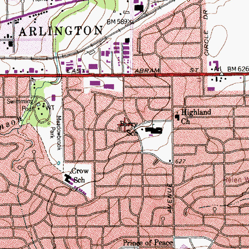 Topographic Map of Berry Elementary School, TX