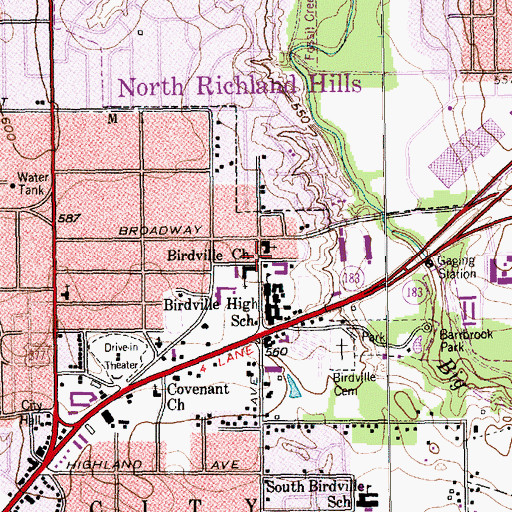 Topographic Map of Birdville Alternative Center, TX