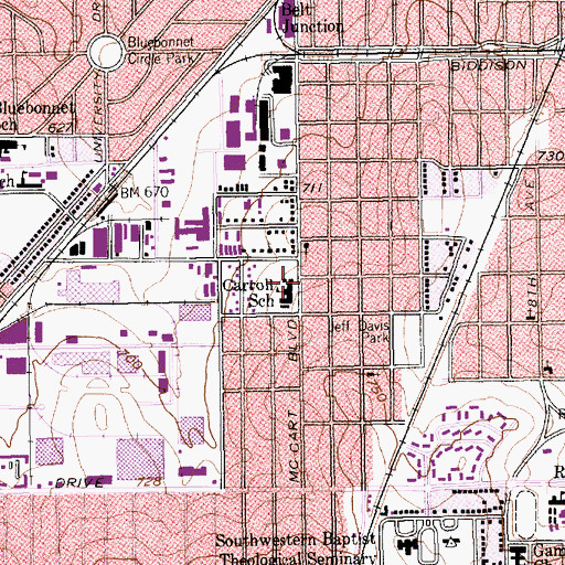 Topographic Map of Blakemore Education Center, TX