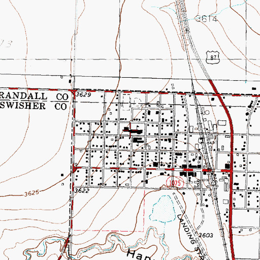 Topographic Map of Happy High School, TX