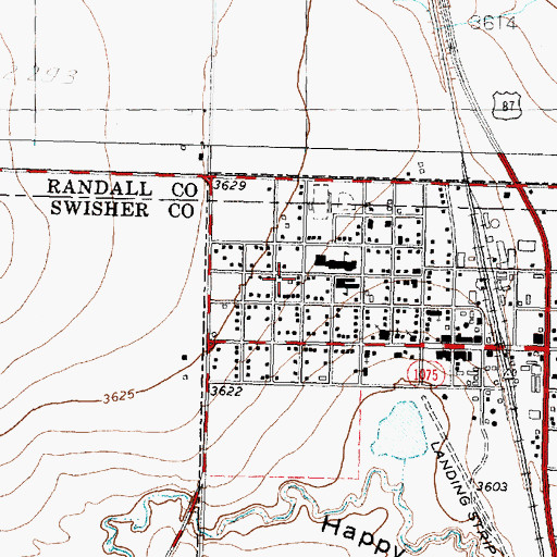Topographic Map of Happy Middle School, TX