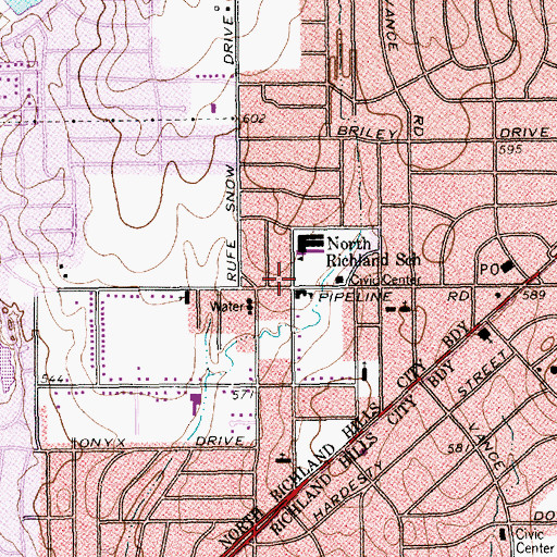 Topographic Map of Alliene Mullendore Elementary School, TX