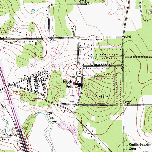 Topographic Map of Azle Junior High School South, TX