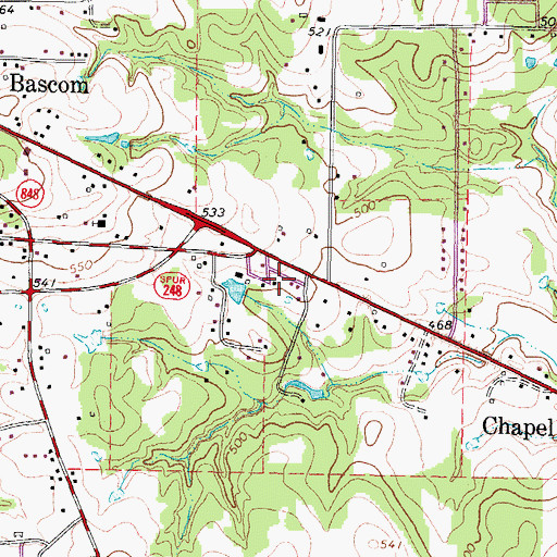 Topographic Map of W L Kissam Intermediate School, TX