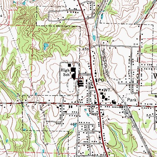Topographic Map of Whitehouse High School, TX