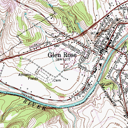 Topographic Map of Glen Rose Elementary School, TX