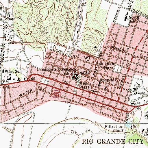 Topographic Map of Immaculate Conception School, TX