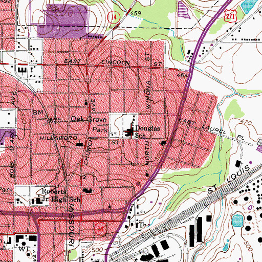 Topographic Map of Douglas Elementary School, TX