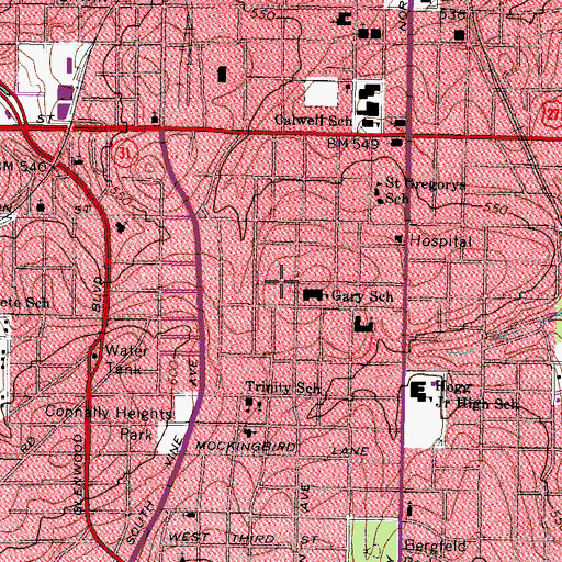 Topographic Map of Gary Elementary School, TX