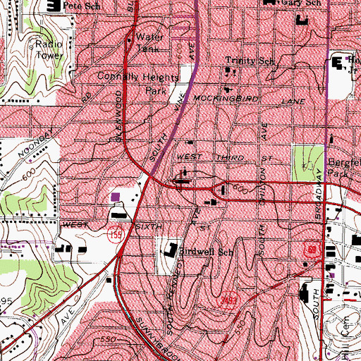 Topographic Map of Glenwood Alternative Middle School, TX