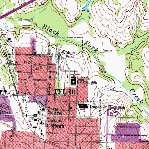 Topographic Map of Griffin Elementary School, TX