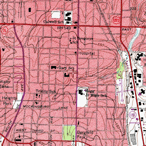 Topographic Map of Hogg Middle School, TX