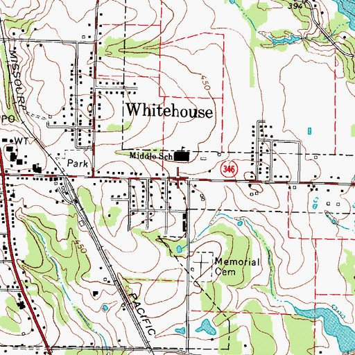 Topographic Map of Holloway Middle School, TX