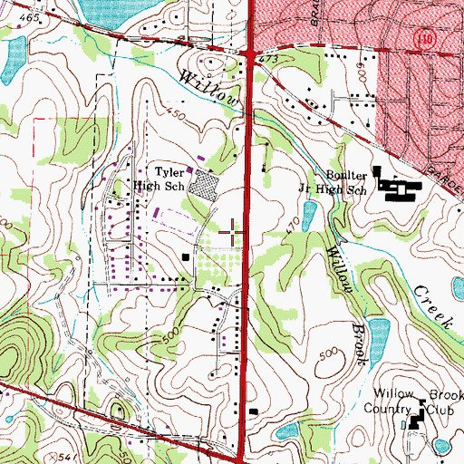 Topographic Map of John Tyler High School, TX