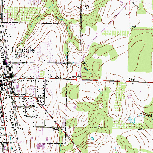 Topographic Map of Lindale High School, TX