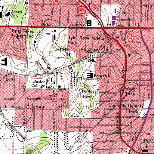 Topographic Map of Peete Elementary School, TX