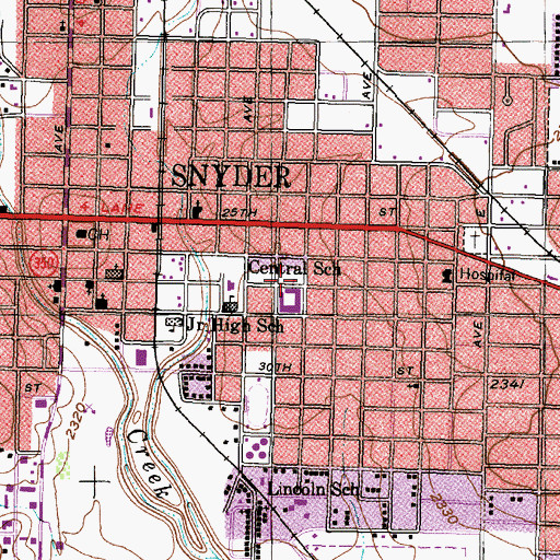 Topographic Map of Central Elementary School, TX