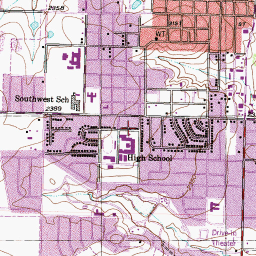 Topographic Map of Snyder High School, TX