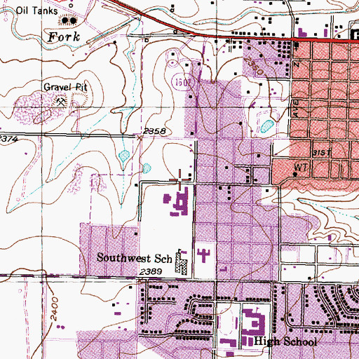 Topographic Map of Snyder Junior High School, TX