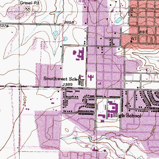 Topographic Map of West Elementary School, TX