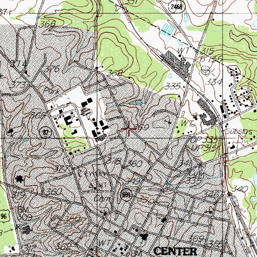 Topographic Map of Center High School, TX