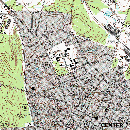 Topographic Map of Center Junior High School, TX
