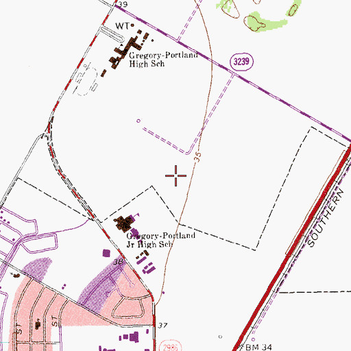 Topographic Map of Gregory - Portland Intermediate School, TX