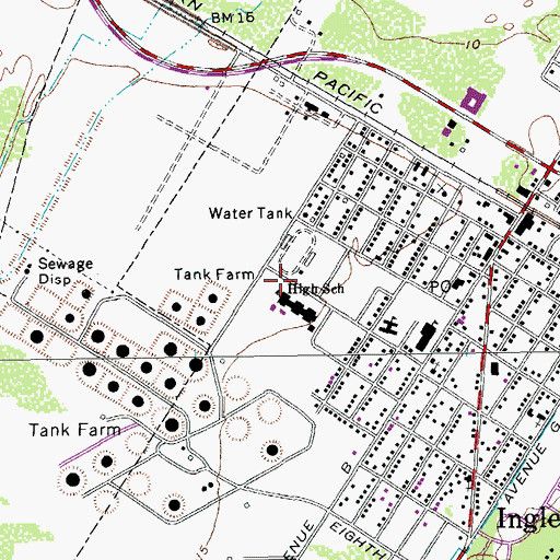 Topographic Map of Ingleside High School, TX