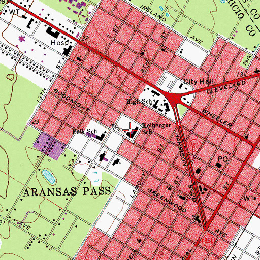 Topographic Map of Kieberger Elementary School, TX