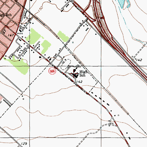 Topographic Map of Mathis High School, TX