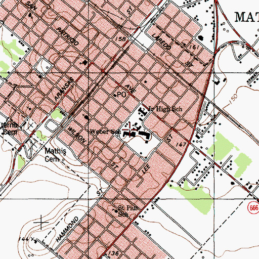 Topographic Map of McCraw Junior High School, TX