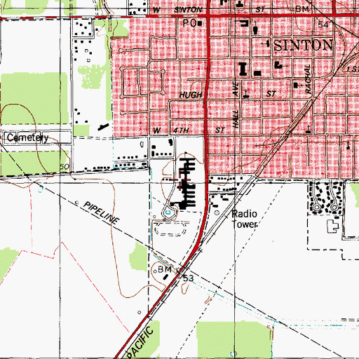 Topographic Map of M Merle Smith Junior High School, TX