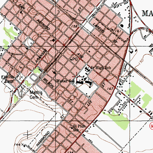 Topographic Map of Weber Hardin Elementary School, TX